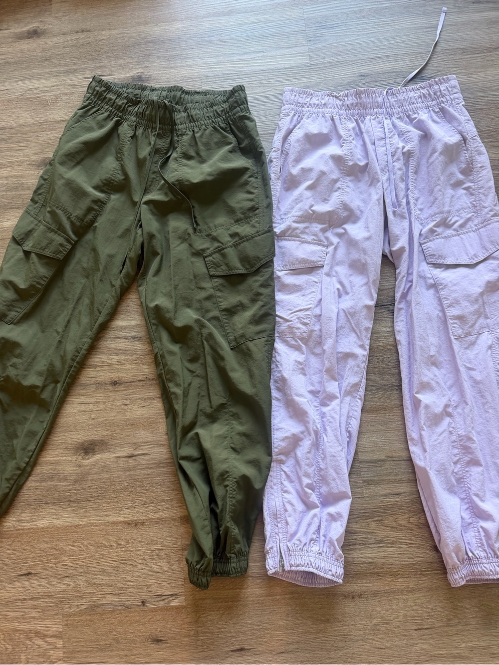 Cargo Jogger Pants in Olive Green and Light Lavender